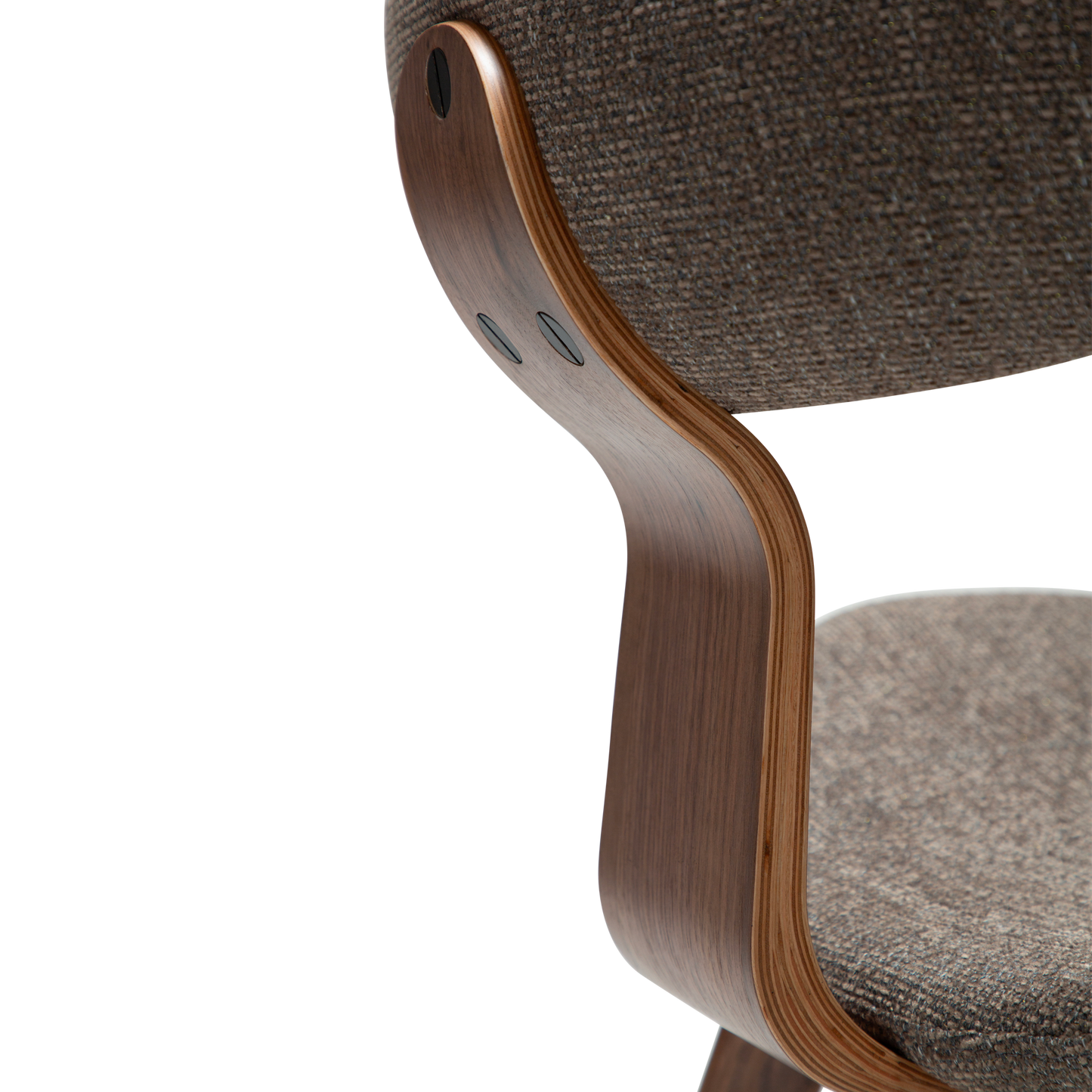 [var:Bezug=Majoranbrauner Bouclé-Stoff mit Walnussbeinen] BUCKLE Stuhl