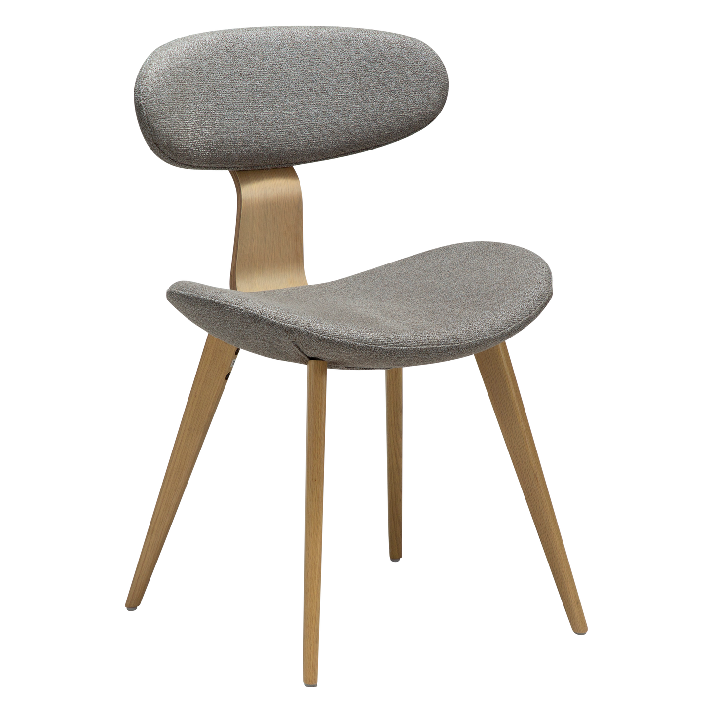 [var:Bezug=Kiesbrauner Bouclé-Stoff mit weißgewaschenen Eichenbeinen] BUCKLE Stuhl