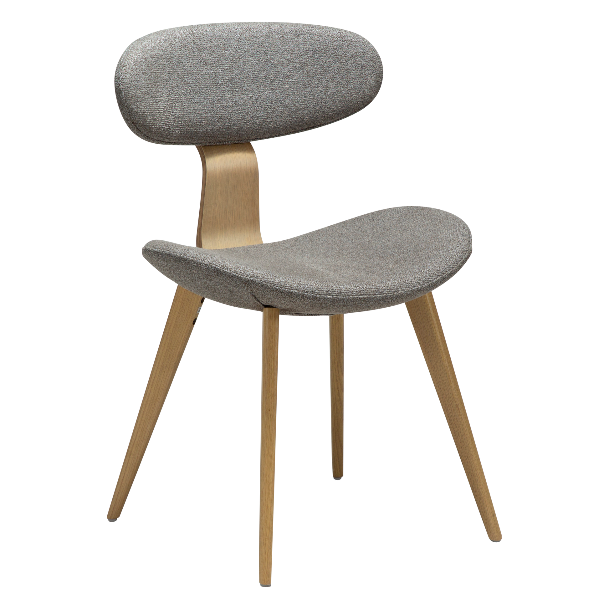 [var:Bezug=Kiesbrauner Bouclé-Stoff mit weißgewaschenen Eichenbeinen] BUCKLE Stuhl