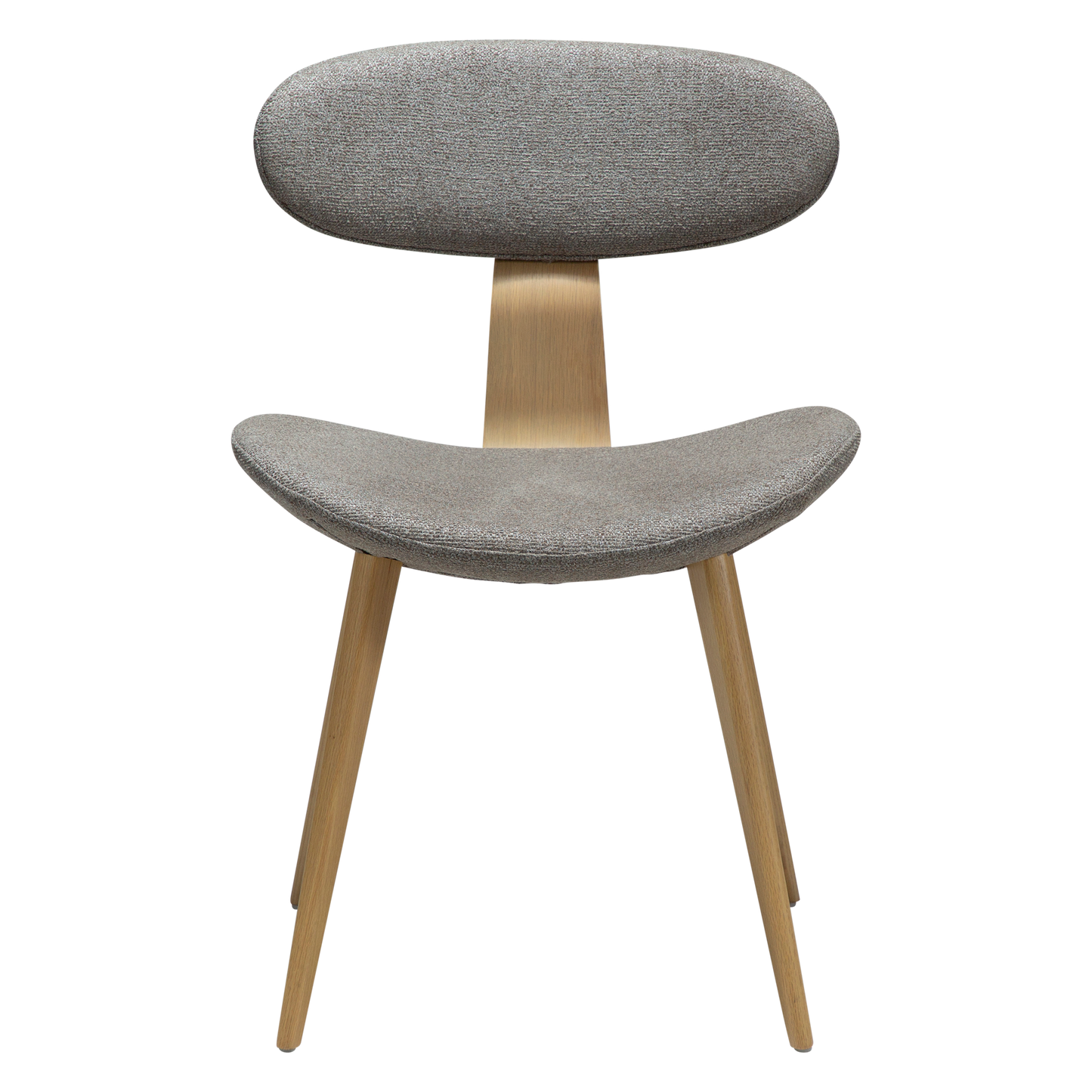 [var:Bezug=Kiesbrauner Bouclé-Stoff mit weißgewaschenen Eichenbeinen] BUCKLE Stuhl