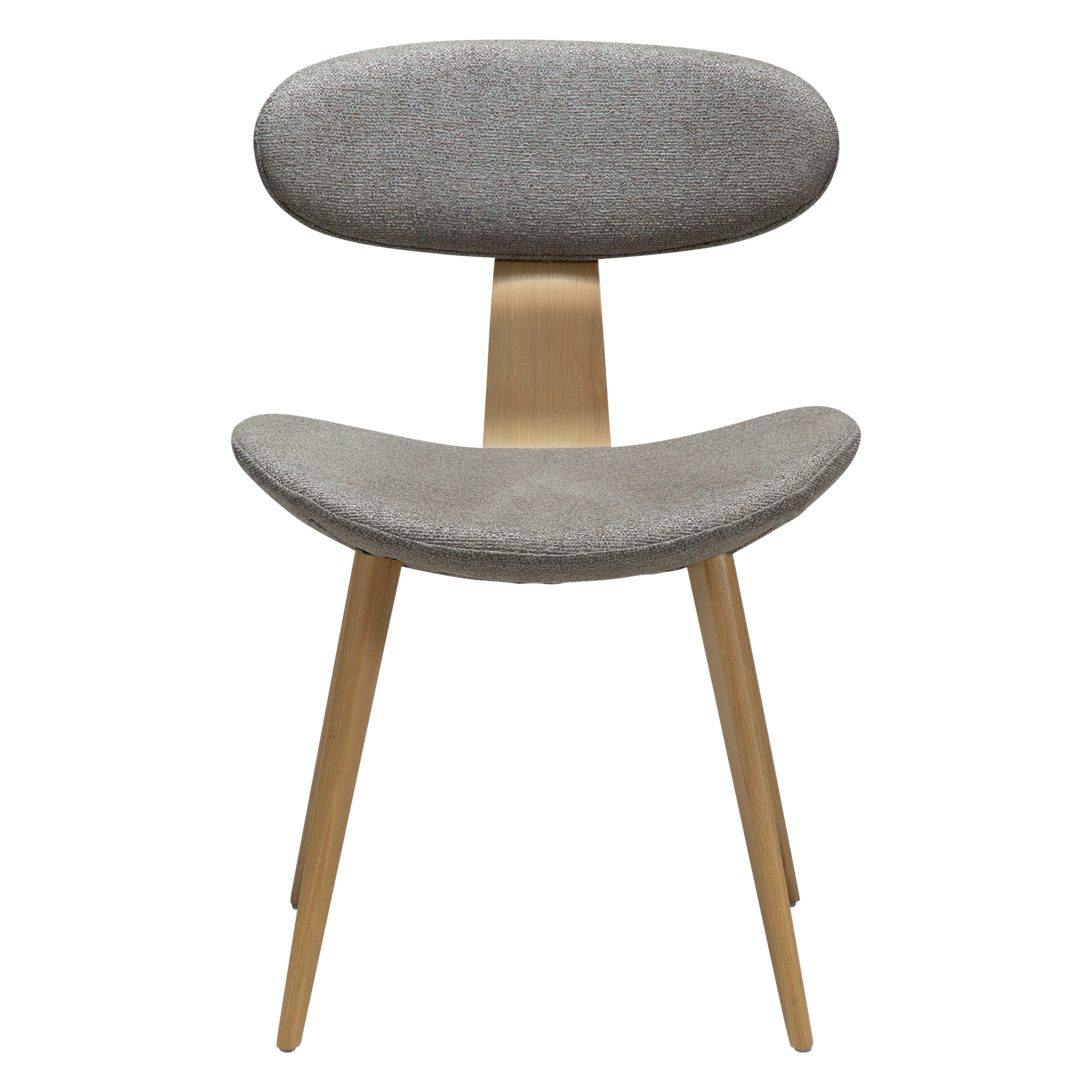 [var:Bezug=Kiesbrauner Bouclé-Stoff mit weißgewaschenen Eichenbeinen] BUCKLE Stuhl