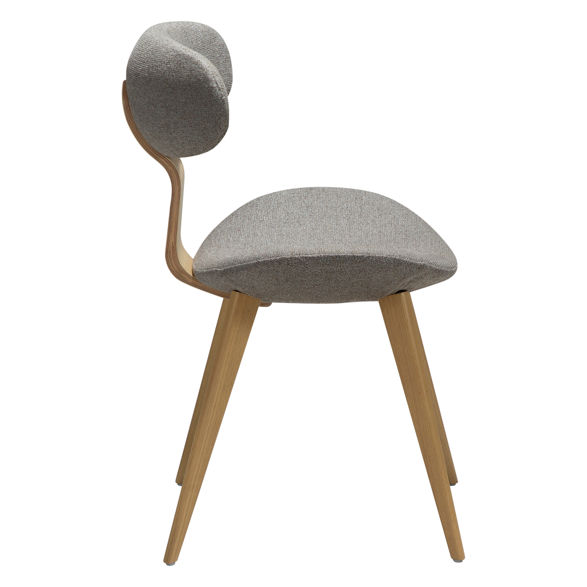 [var:Bezug=Kiesbrauner Bouclé-Stoff mit weißgewaschenen Eichenbeinen] BUCKLE Stuhl