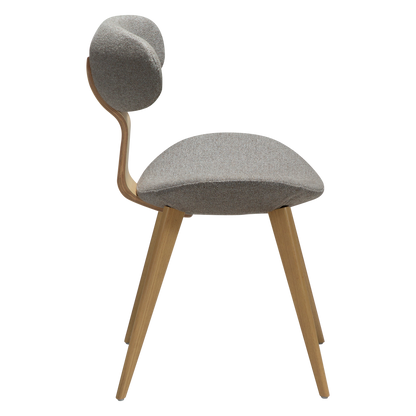 [var:Bezug=Kiesbrauner Bouclé-Stoff mit weißgewaschenen Eichenbeinen] BUCKLE Stuhl