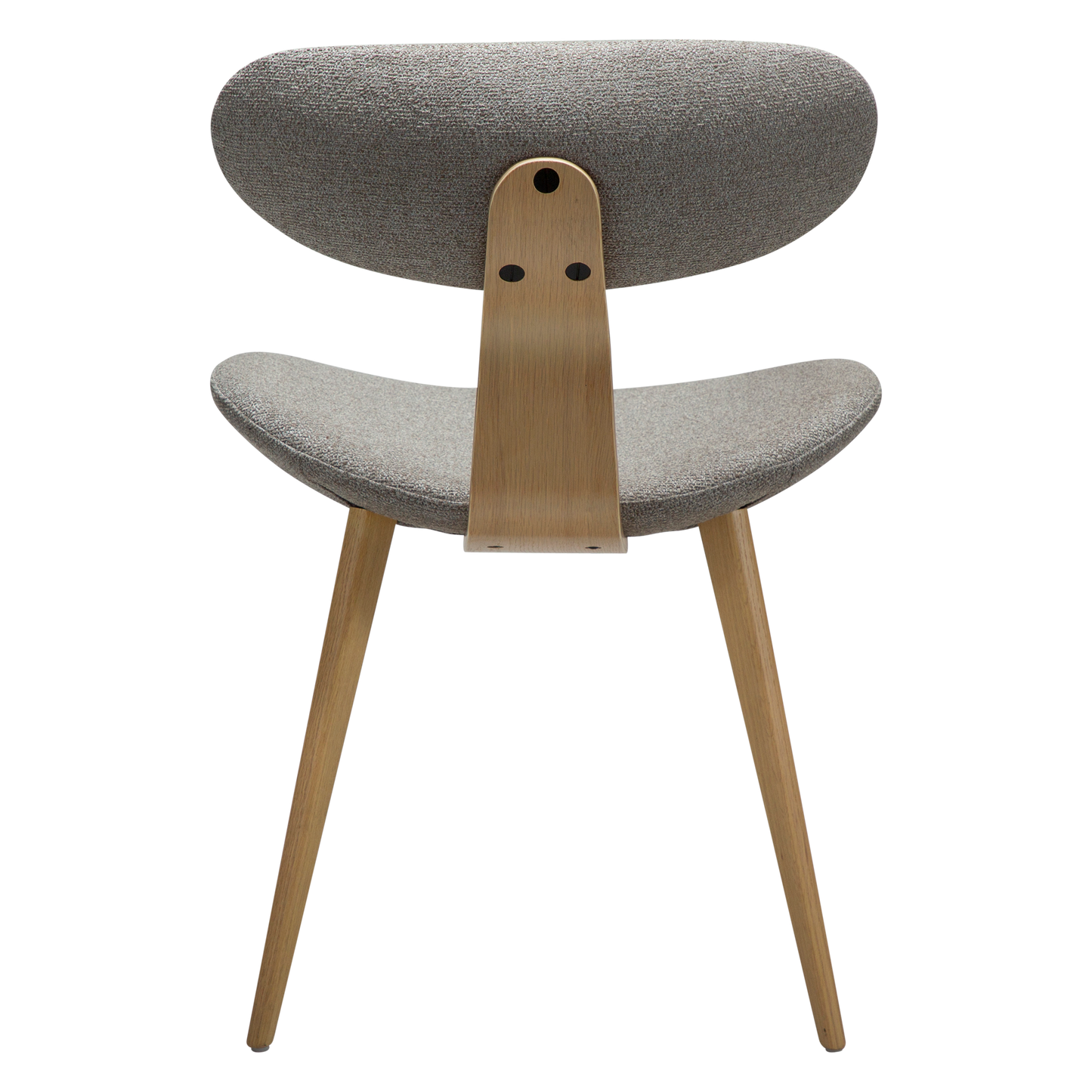 [var:Bezug=Kiesbrauner Bouclé-Stoff mit weißgewaschenen Eichenbeinen] BUCKLE Stuhl