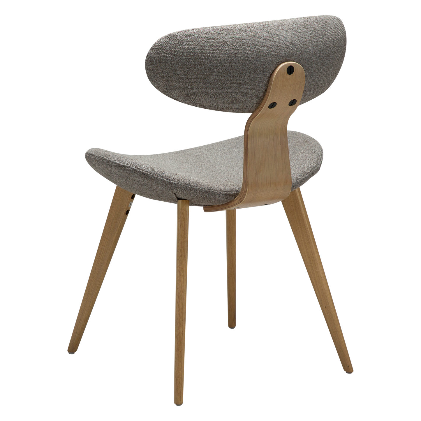 [var:Bezug=Kiesbrauner Bouclé-Stoff mit weißgewaschenen Eichenbeinen] BUCKLE Stuhl