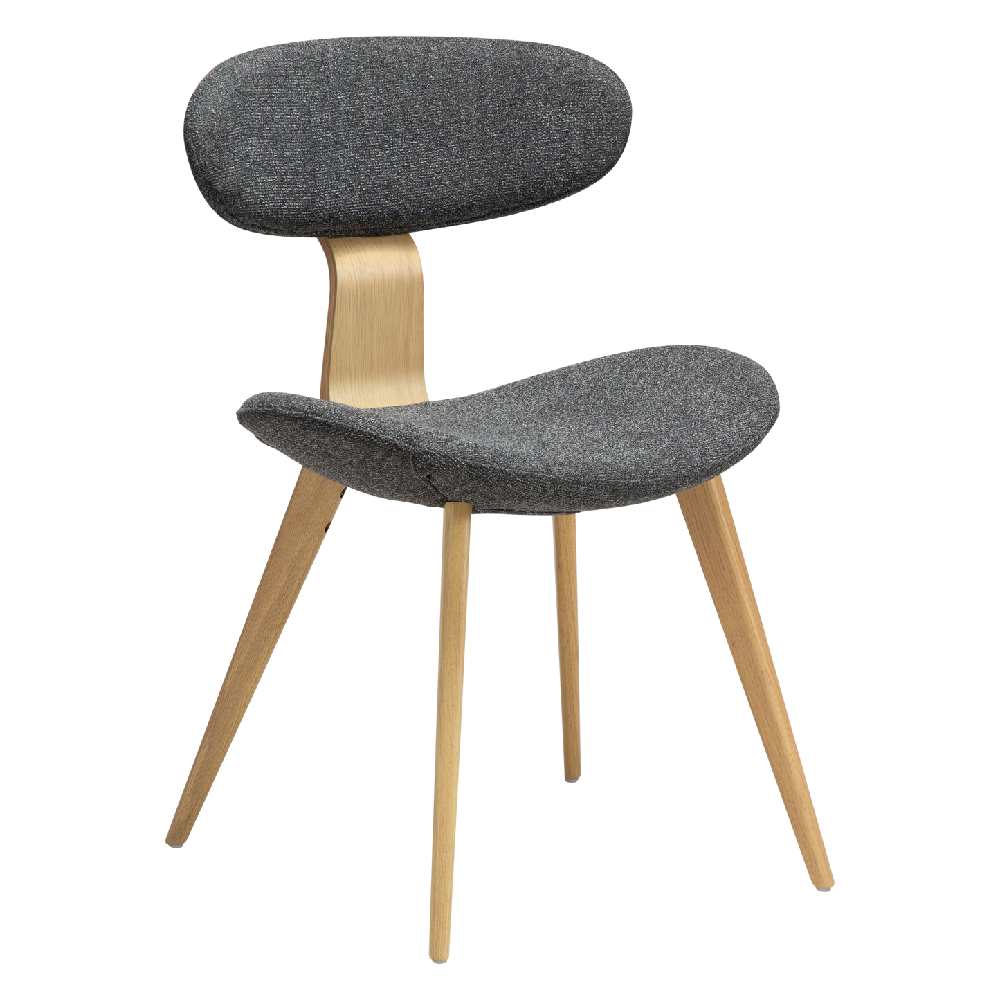 [var:Bezug=Kieselgrauer Bouclé-Stoff mit weißgewaschenen Eichenbeinen] BUCKLE Stuhl