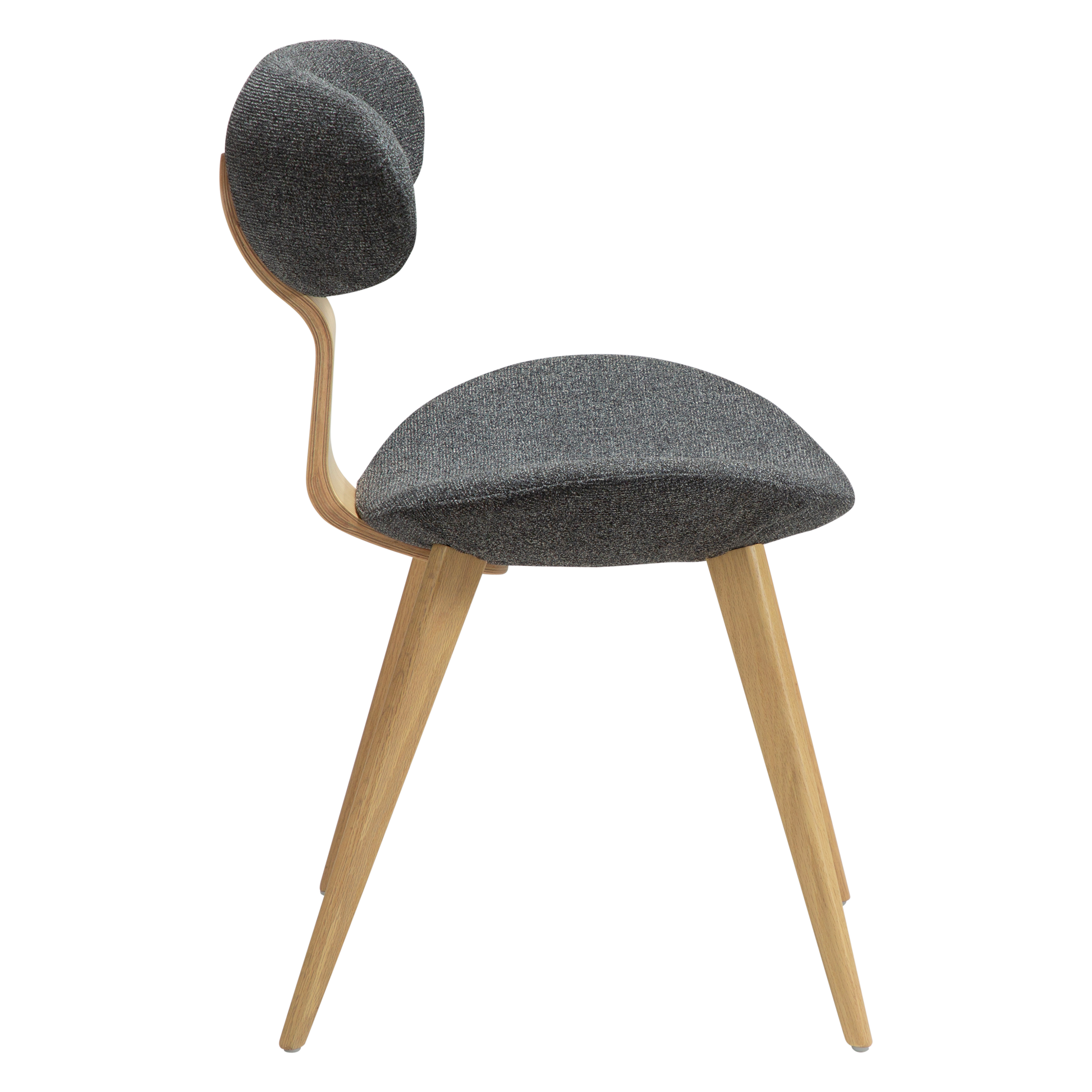 [var:Bezug=Kieselgrauer Bouclé-Stoff mit weißgewaschenen Eichenbeinen] BUCKLE Stuhl