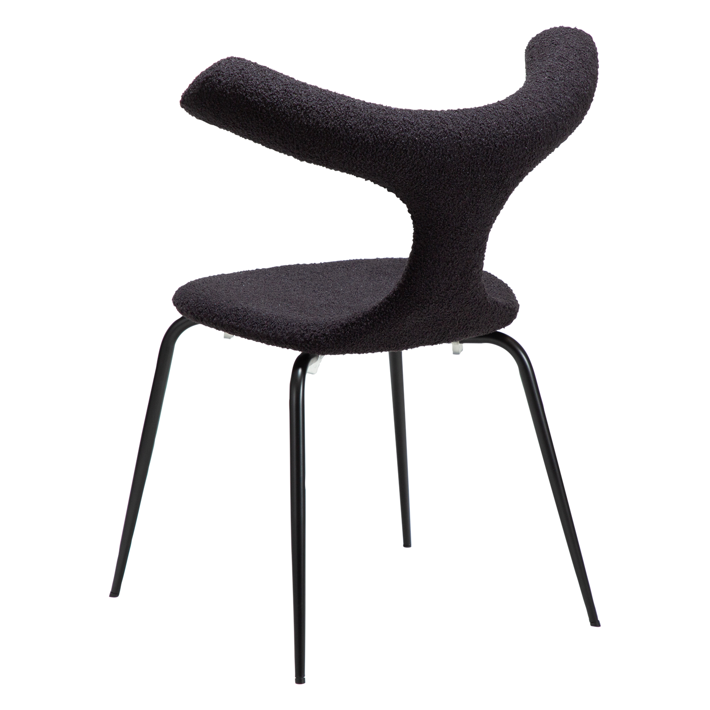 [var:Bezug=Obsidian schwarzer RPES Bouclé-Stoff mit Schimmer und schwarzen Metallbeinen] BULL Stuhl