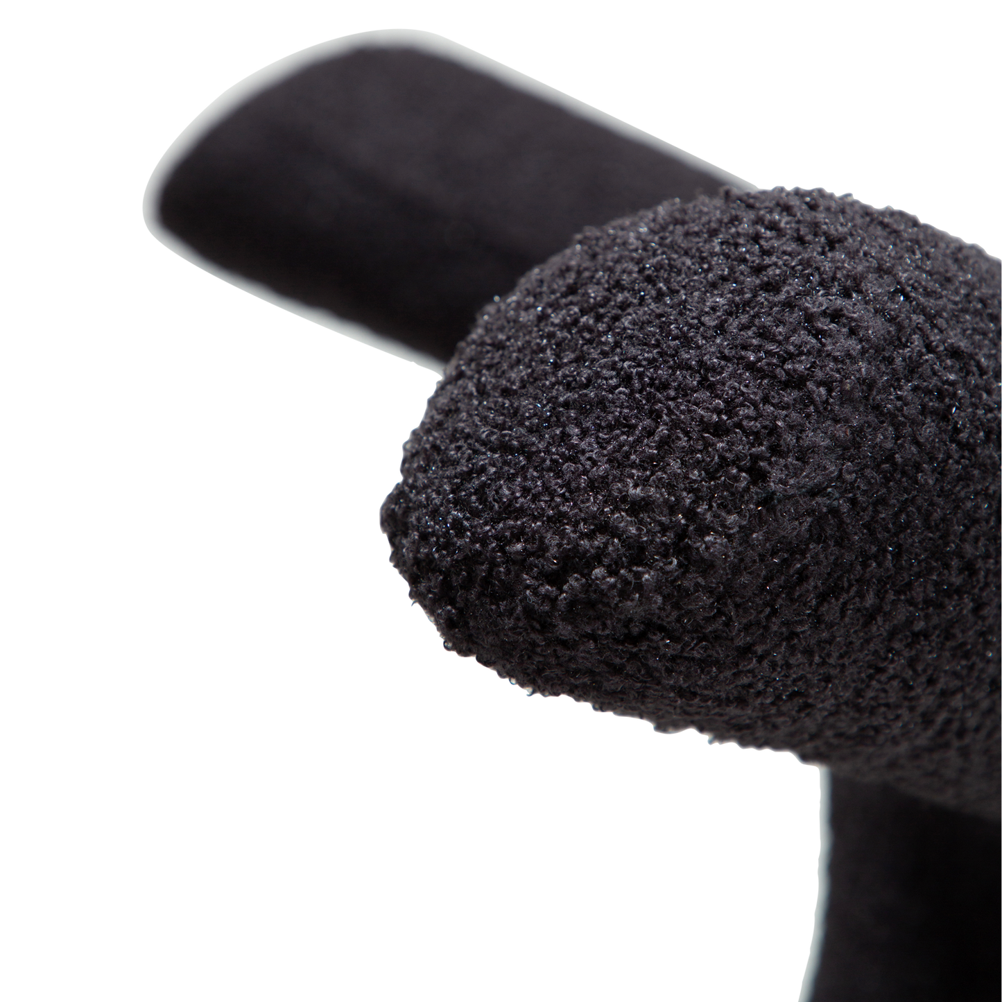 [var:Bezug=Obsidian schwarzer RPES Bouclé-Stoff mit Schimmer und schwarzen Metallbeinen] BULL Stuhl