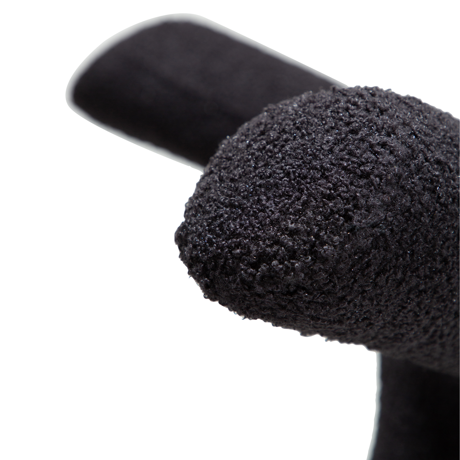 [var:Bezug=Obsidian schwarzer RPES Bouclé-Stoff mit Schimmer und schwarzen Metallbeinen] BULL Stuhl