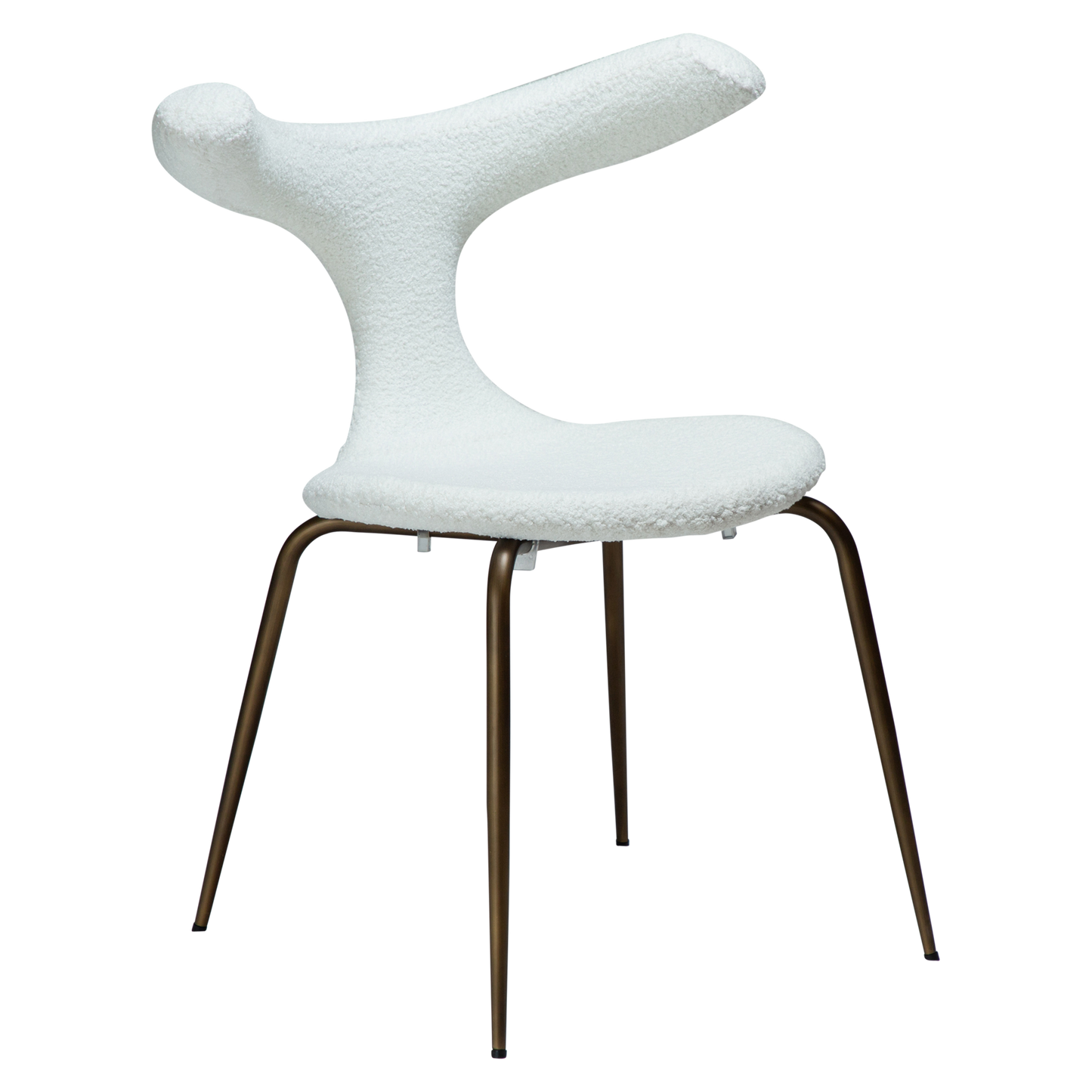 [var:Bezug=Schnee RPES Bouclé mit antikem Messingbeinen] BULL Stuhl