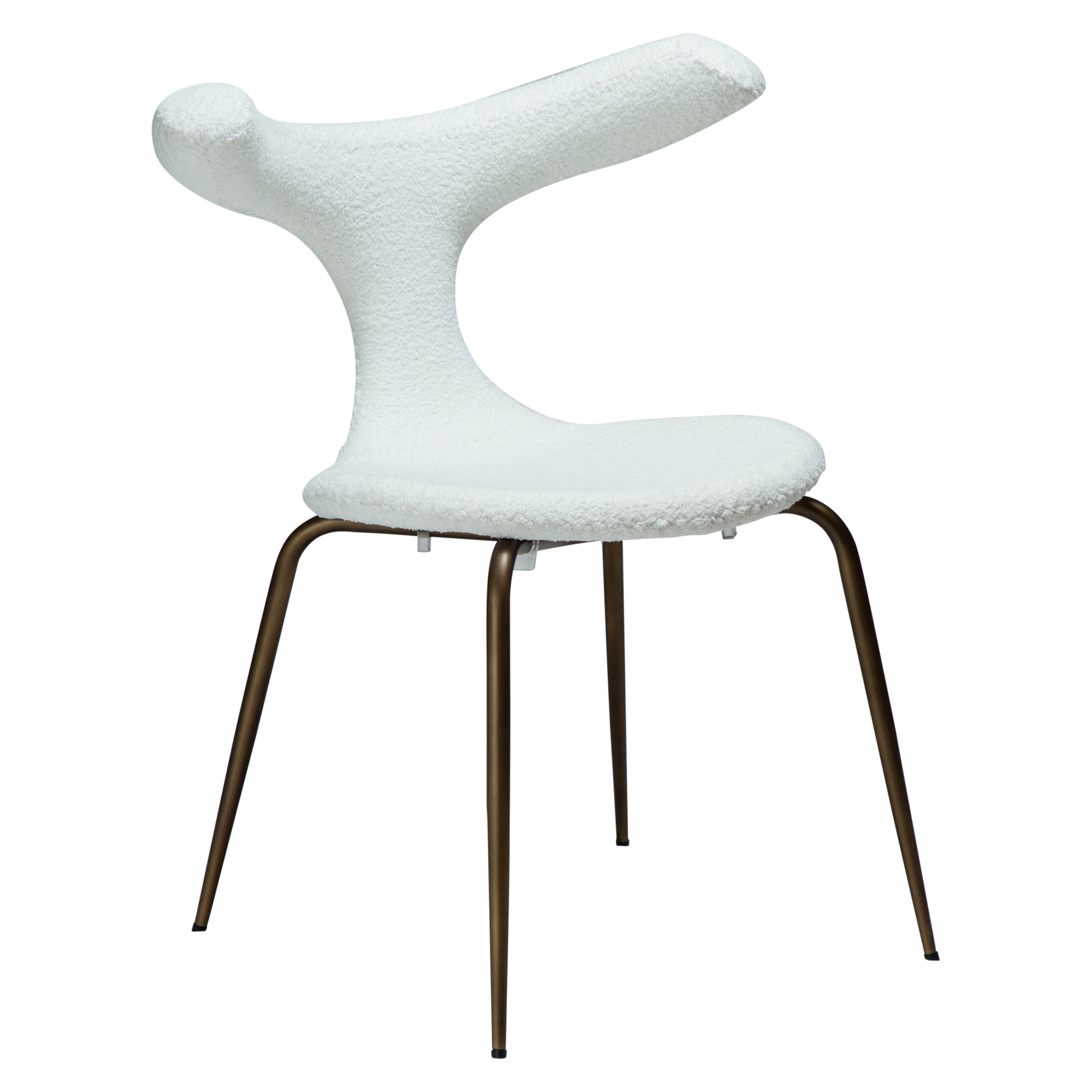 [var:Bezug=Schnee RPES Bouclé mit antikem Messingbeinen] BULL Stuhl