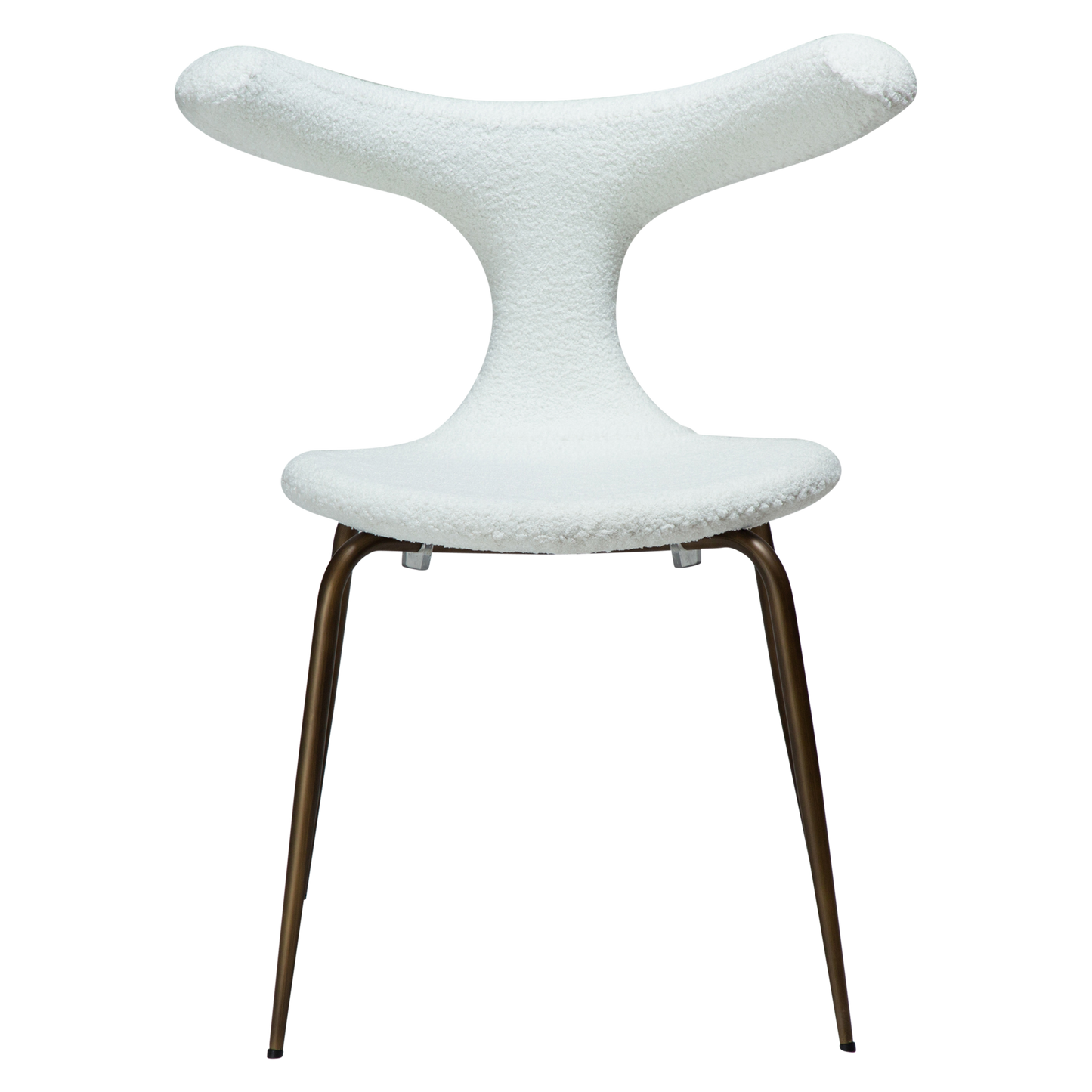 [var:Bezug=Schnee RPES Bouclé mit antikem Messingbeinen] BULL Stuhl