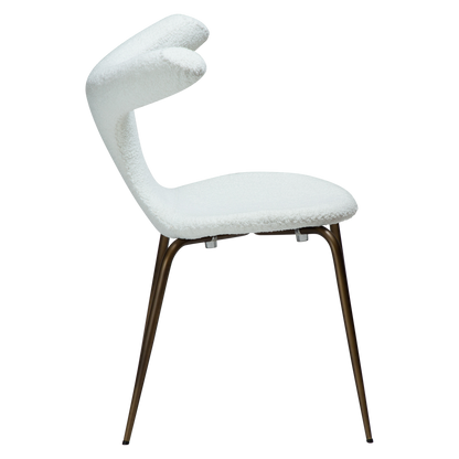 [var:Bezug=Schnee RPES Bouclé mit antikem Messingbeinen] BULL Stuhl