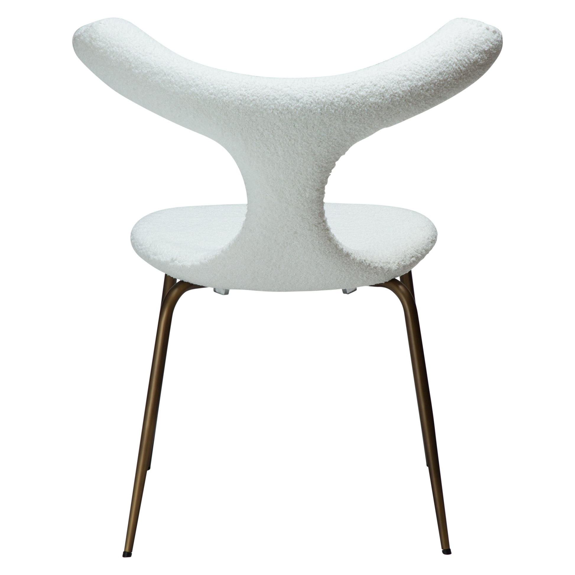 [var:Bezug=Schnee RPES Bouclé mit antikem Messingbeinen] BULL Stuhl