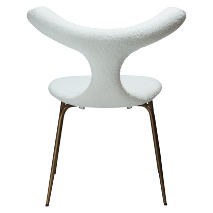 [var:Bezug=Schnee RPES Bouclé mit antikem Messingbeinen] BULL Stuhl