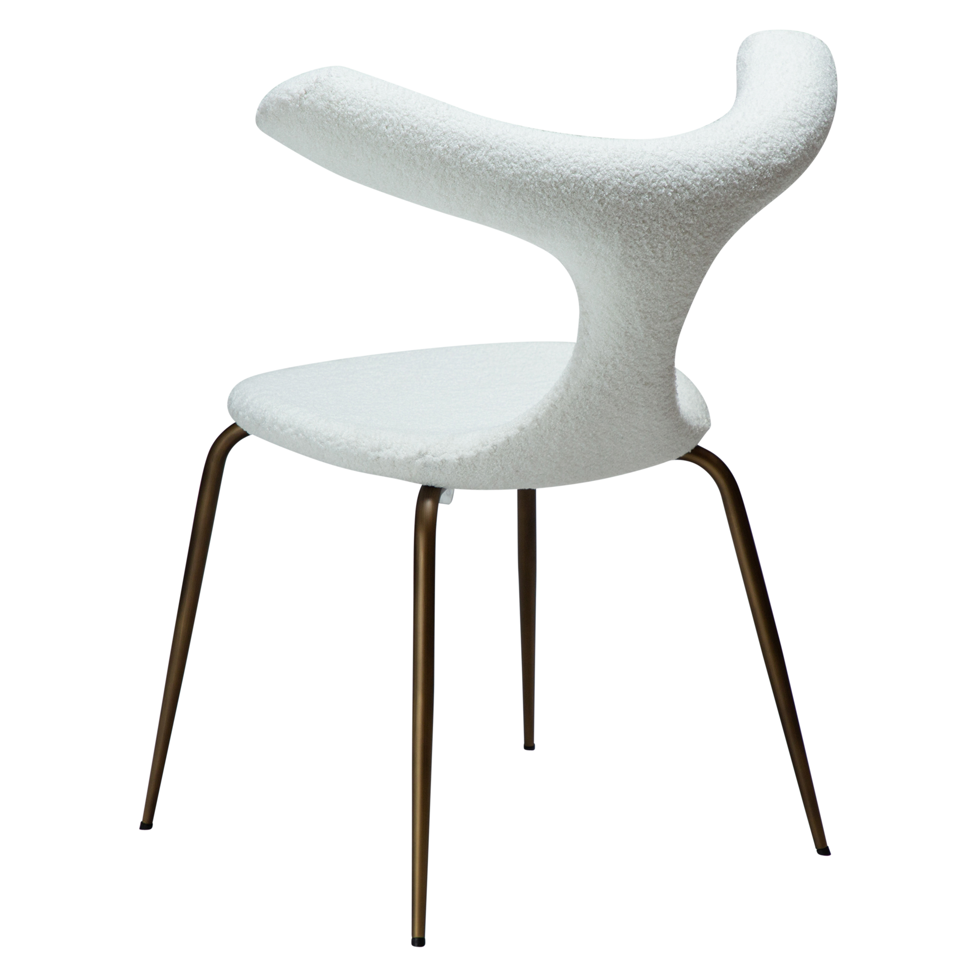 [var:Bezug=Schnee RPES Bouclé mit antikem Messingbeinen] BULL Stuhl