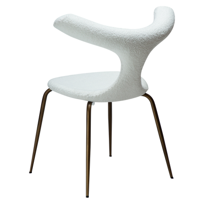 [var:Bezug=Schnee RPES Bouclé mit antikem Messingbeinen] BULL Stuhl