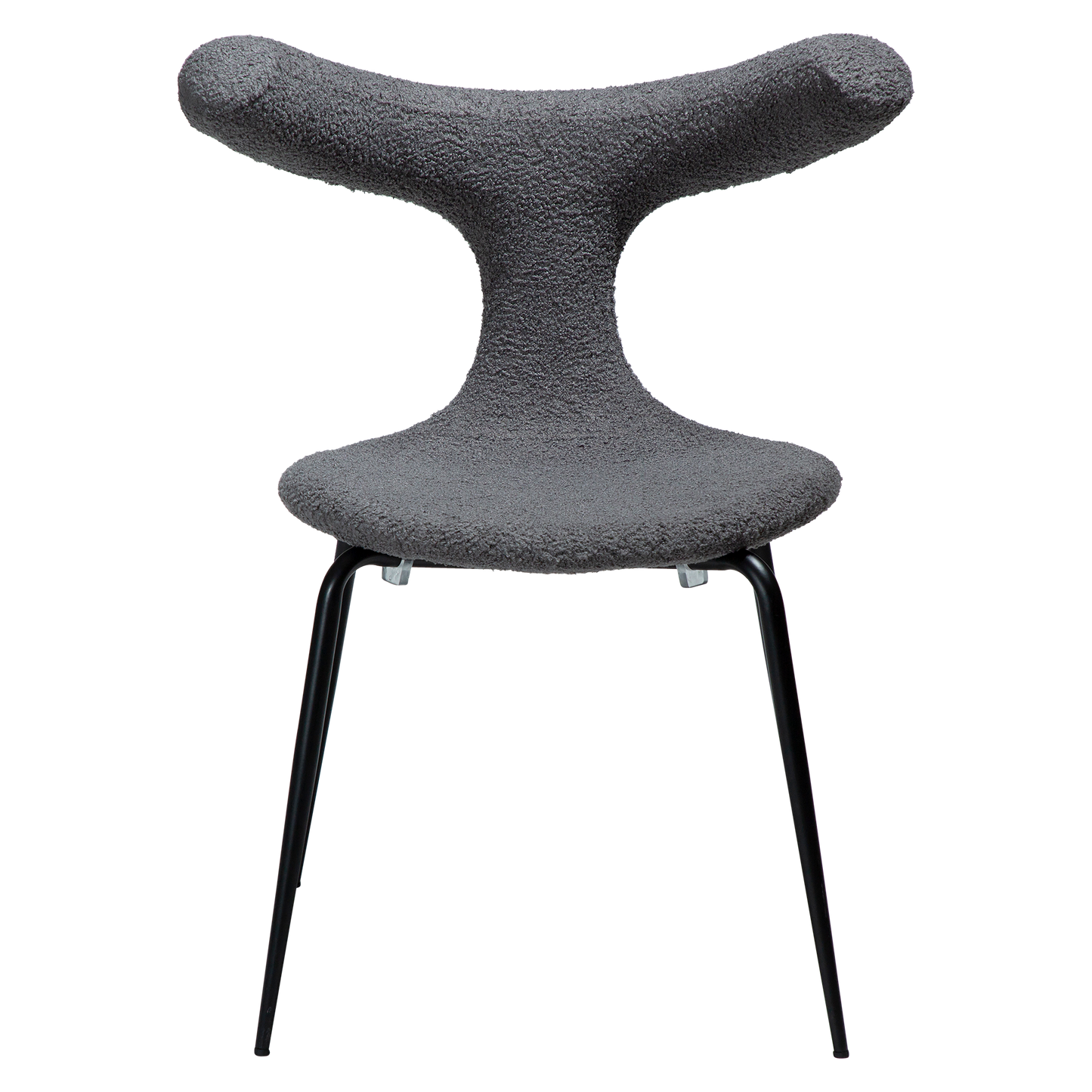 [var:Bezug=Stein RPES Bouclé mit schwarzen Metallbeinen] BULL Stuhl