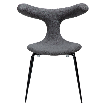 [var:Bezug=Stein RPES Bouclé mit schwarzen Metallbeinen] BULL Stuhl