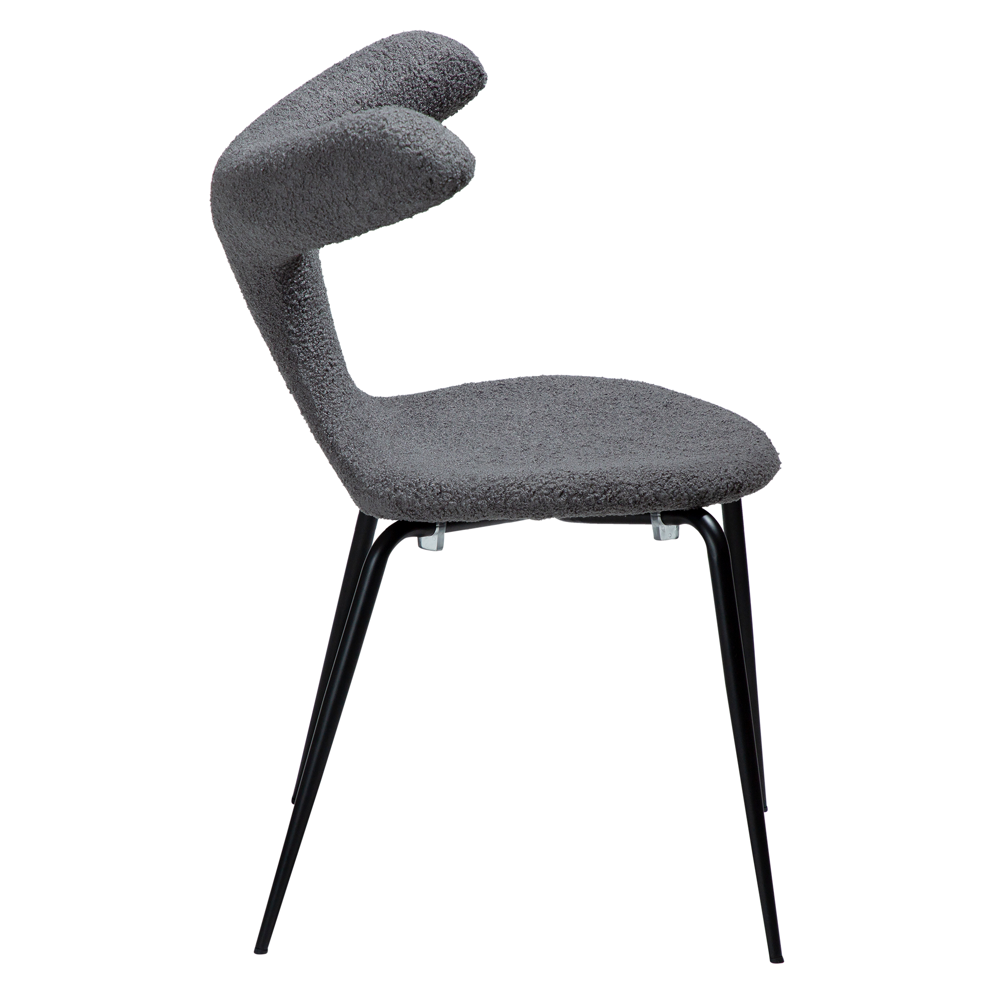 [var:Bezug=Stein RPES Bouclé mit schwarzen Metallbeinen] BULL Stuhl