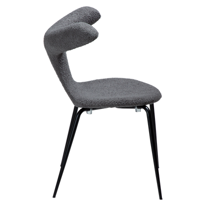 [var:Bezug=Stein RPES Bouclé mit schwarzen Metallbeinen] BULL Stuhl