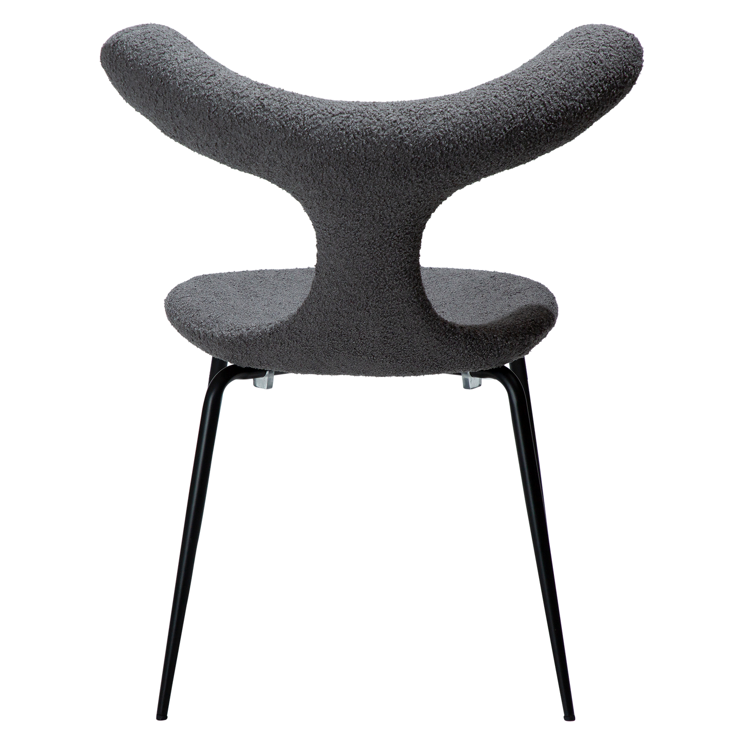 [var:Bezug=Stein RPES Bouclé mit schwarzen Metallbeinen] BULL Stuhl