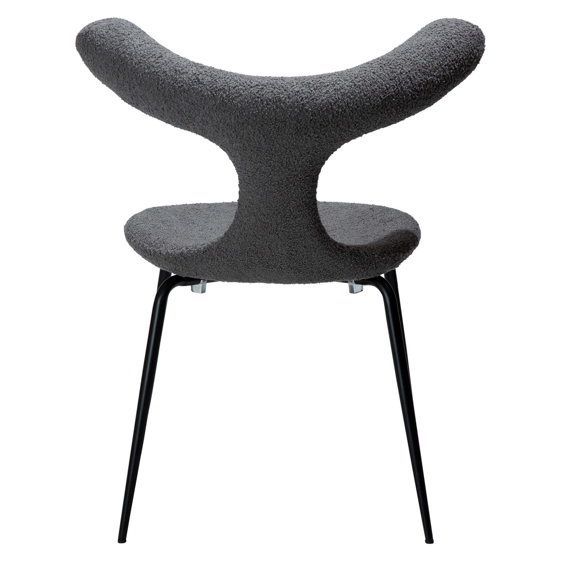 [var:Bezug=Stein RPES Bouclé mit schwarzen Metallbeinen] BULL Stuhl