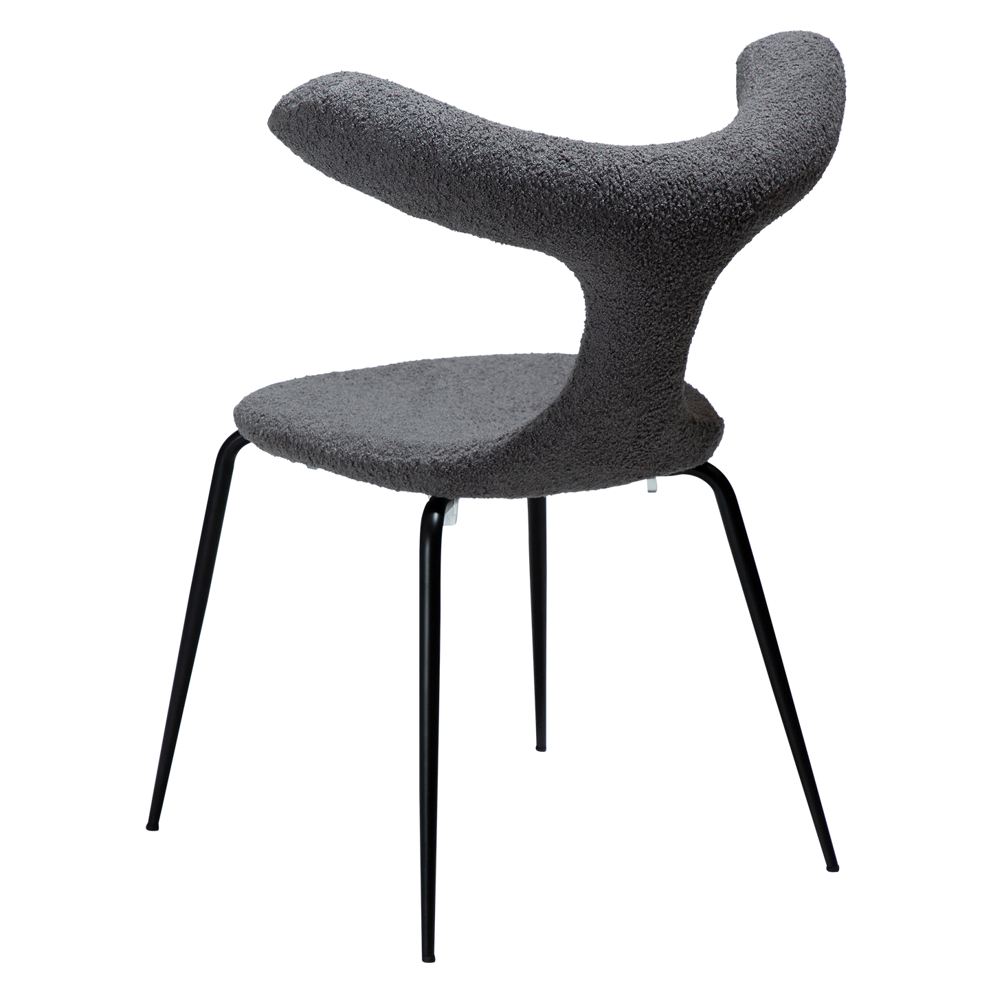 [var:Bezug=Stein RPES Bouclé mit schwarzen Metallbeinen] BULL Stuhl