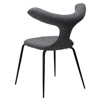 [var:Bezug=Stein RPES Bouclé mit schwarzen Metallbeinen] BULL Stuhl