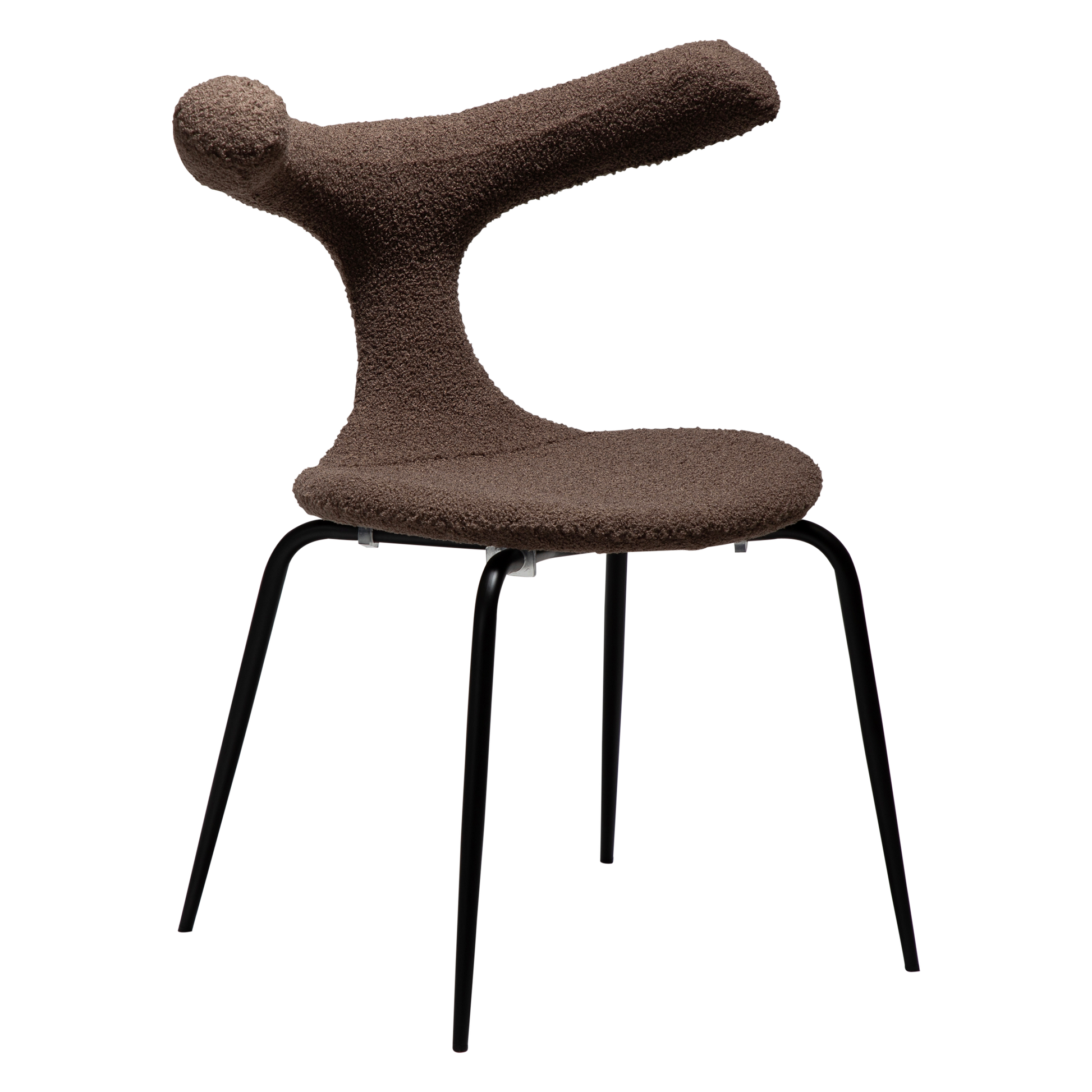 [var:Bezug=Majoran braun RPES Bouclé-Stoff mit schwarzen Metallbeinen] BULL Stuhl