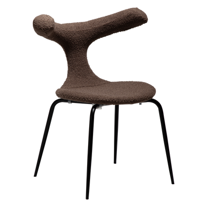 [var:Bezug=Majoran braun RPES Bouclé-Stoff mit schwarzen Metallbeinen] BULL Stuhl