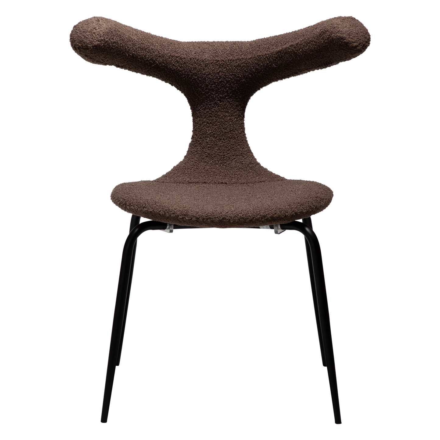 [var:Bezug=Majoran braun RPES Bouclé-Stoff mit schwarzen Metallbeinen] BULL Stuhl