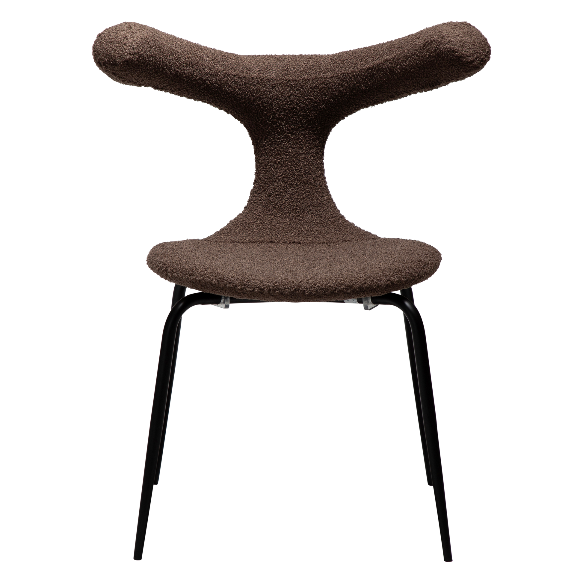 [var:Bezug=Majoran braun RPES Bouclé-Stoff mit schwarzen Metallbeinen] BULL Stuhl