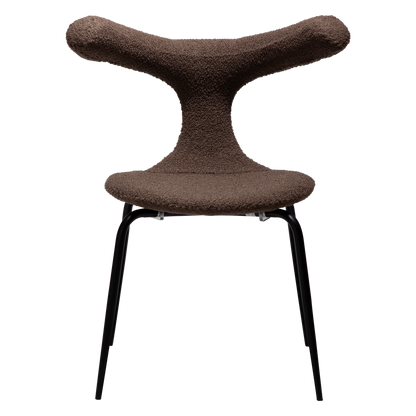 [var:Bezug=Majoran braun RPES Bouclé-Stoff mit schwarzen Metallbeinen] BULL Stuhl