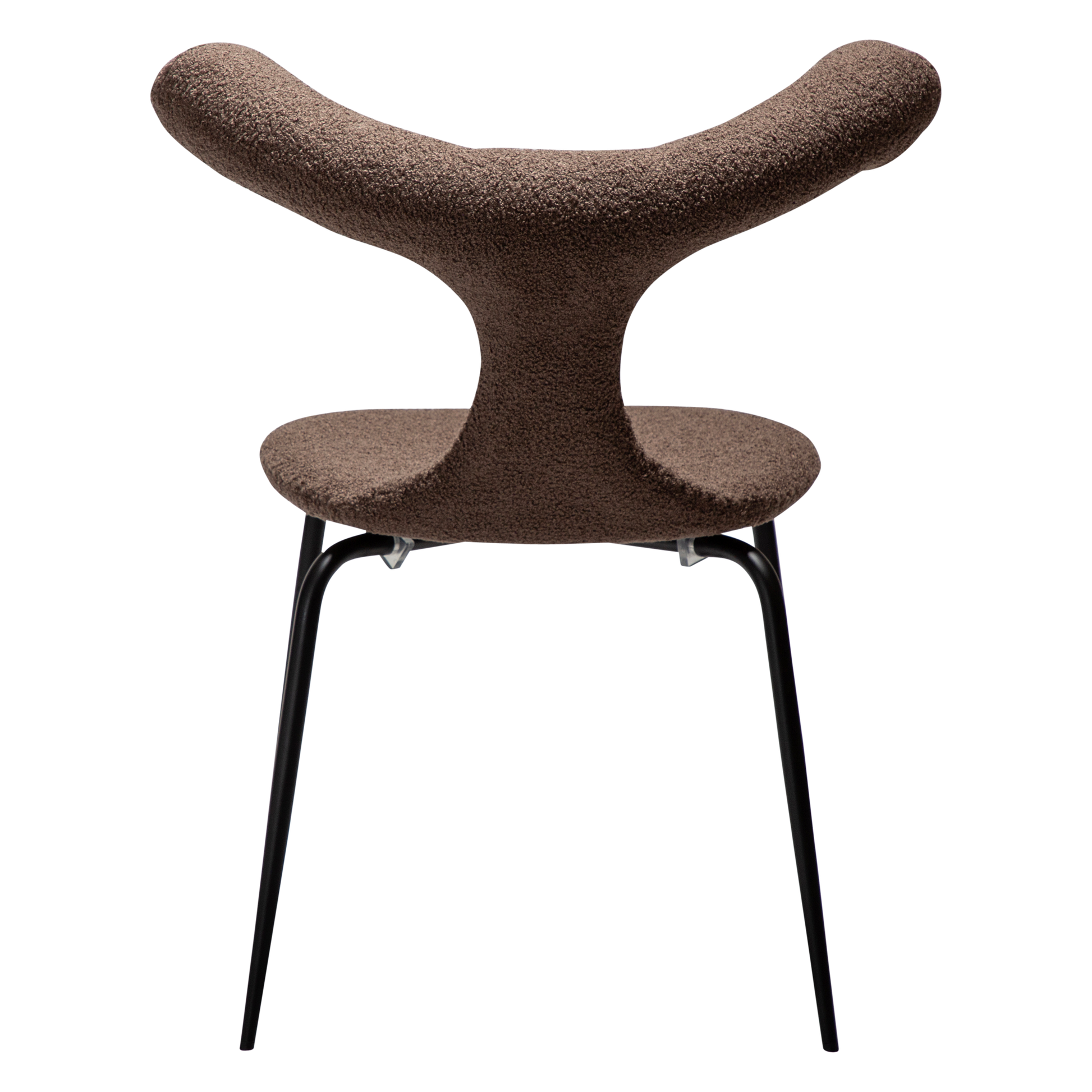 [var:Bezug=Majoran braun RPES Bouclé-Stoff mit schwarzen Metallbeinen] BULL Stuhl
