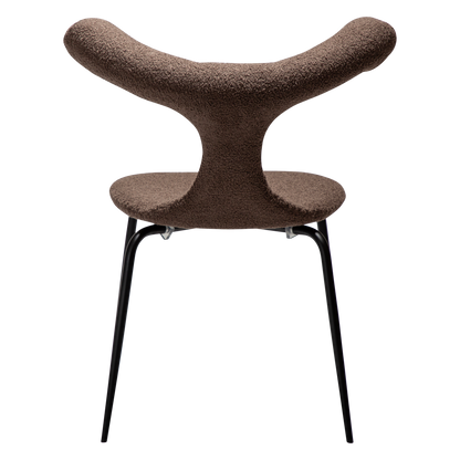 [var:Bezug=Majoran braun RPES Bouclé-Stoff mit schwarzen Metallbeinen] BULL Stuhl
