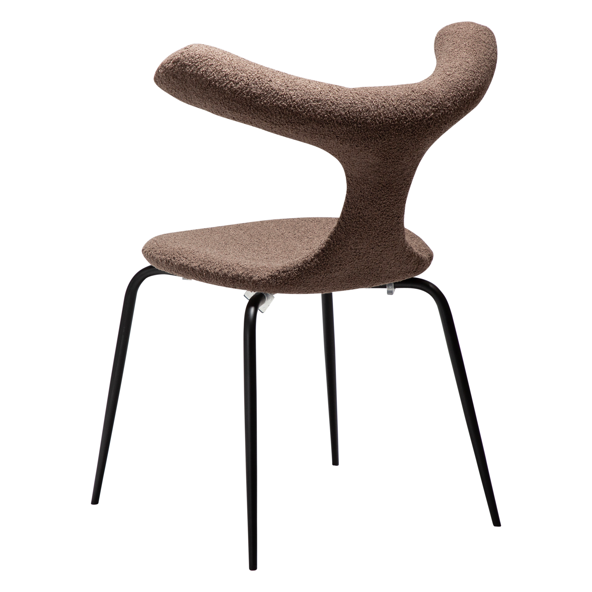 [var:Bezug=Majoran braun RPES Bouclé-Stoff mit schwarzen Metallbeinen] BULL Stuhl