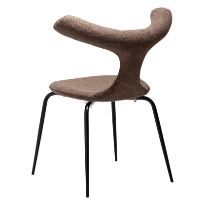 [var:Bezug=Majoran braun RPES Bouclé-Stoff mit schwarzen Metallbeinen] BULL Stuhl