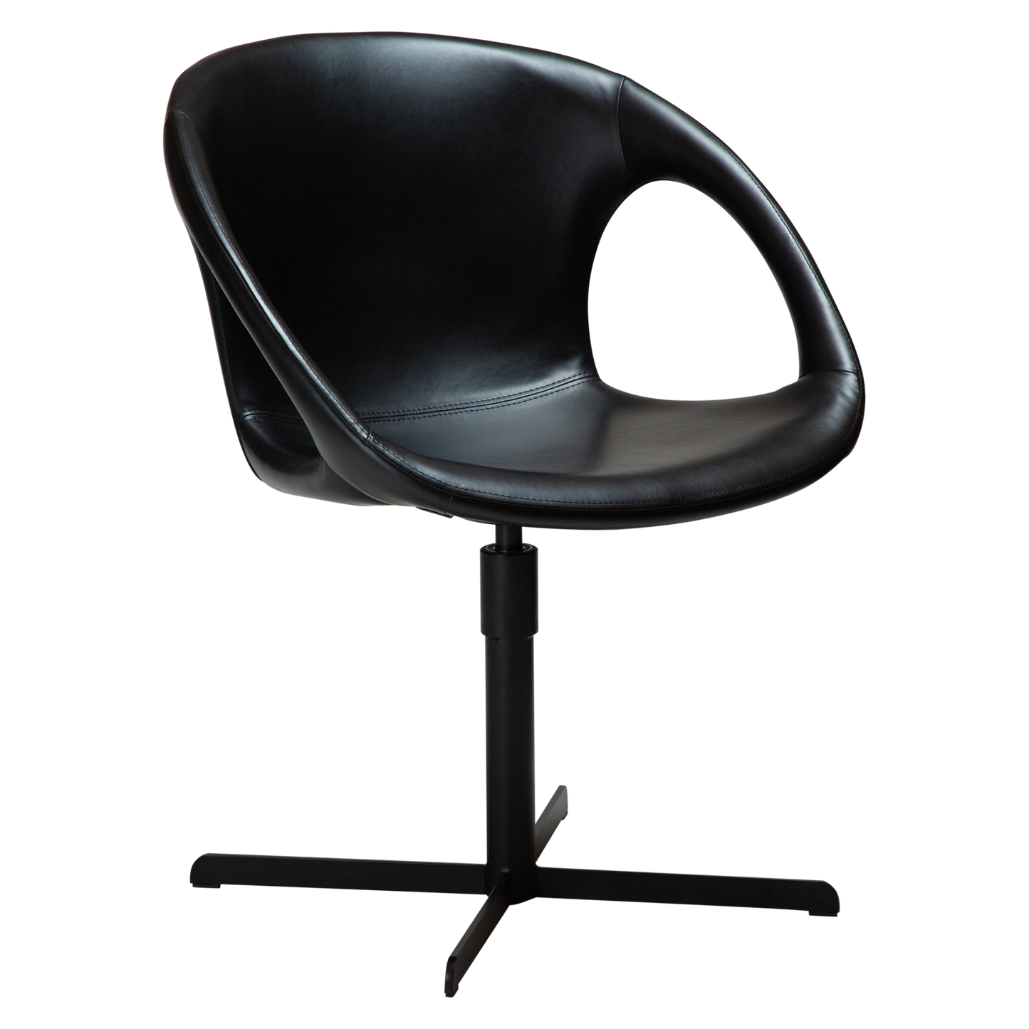 [var:Bezug=Vintage schwarzes Kunstleder mit schwarzer Drehbasis] CARRY Stuhl