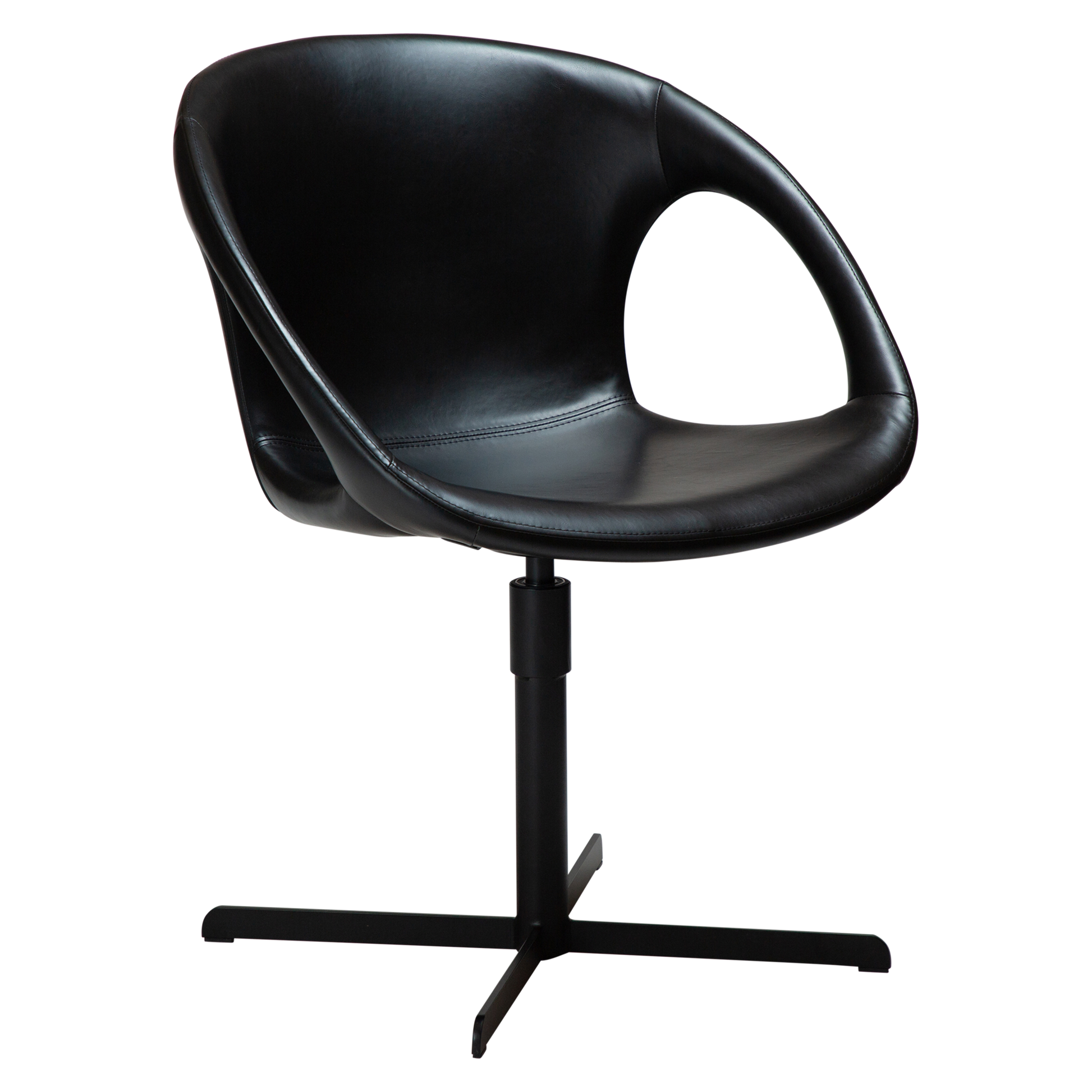 [var:Bezug=Vintage schwarzes Kunstleder mit schwarzer Drehbasis] CARRY Stuhl