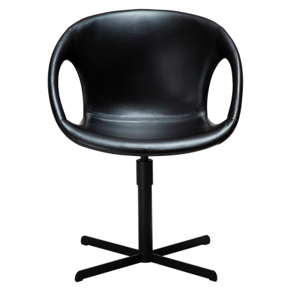 [var:Bezug=Vintage schwarzes Kunstleder mit schwarzer Drehbasis] CARRY Stuhl