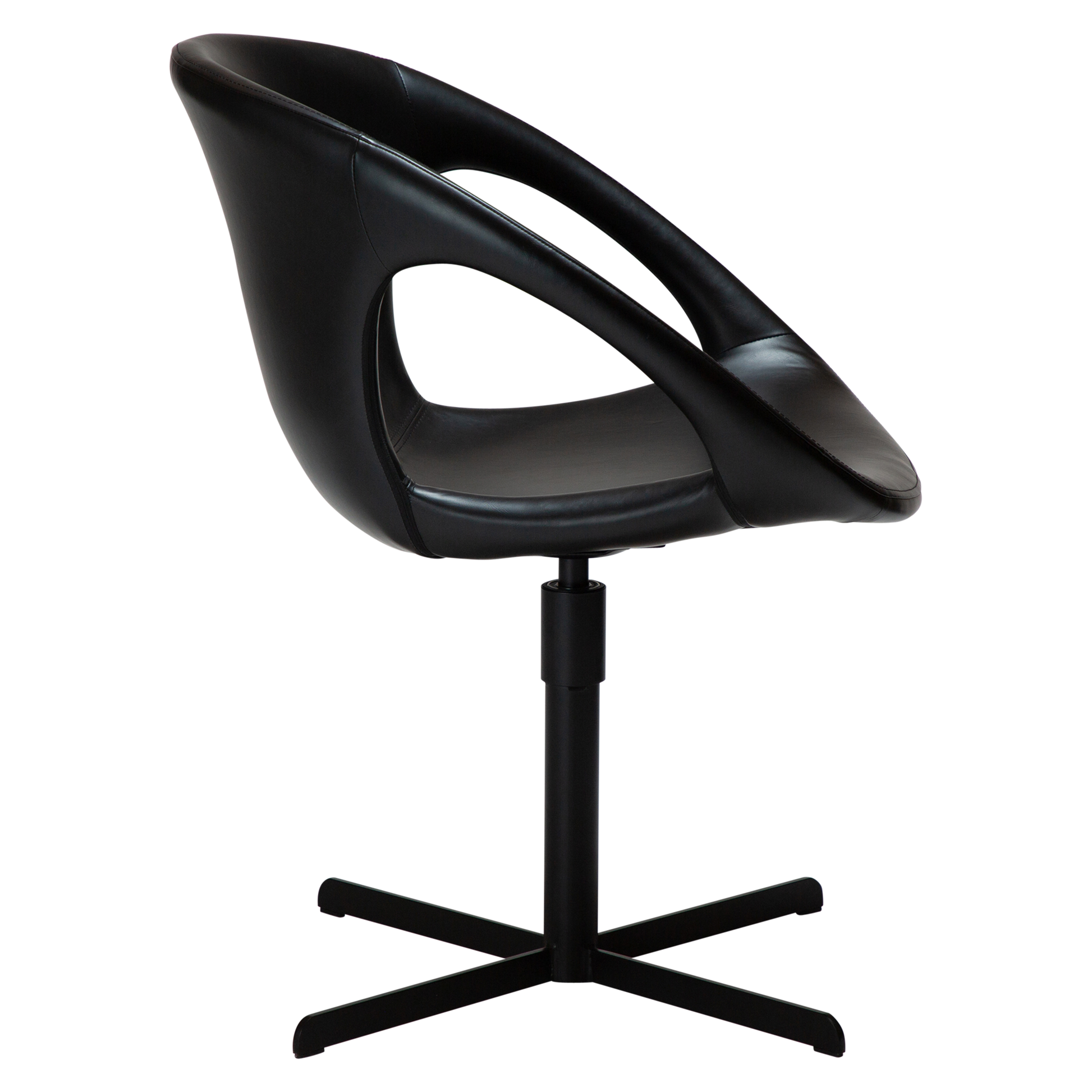 [var:Bezug=Vintage schwarzes Kunstleder mit schwarzer Drehbasis] CARRY Stuhl