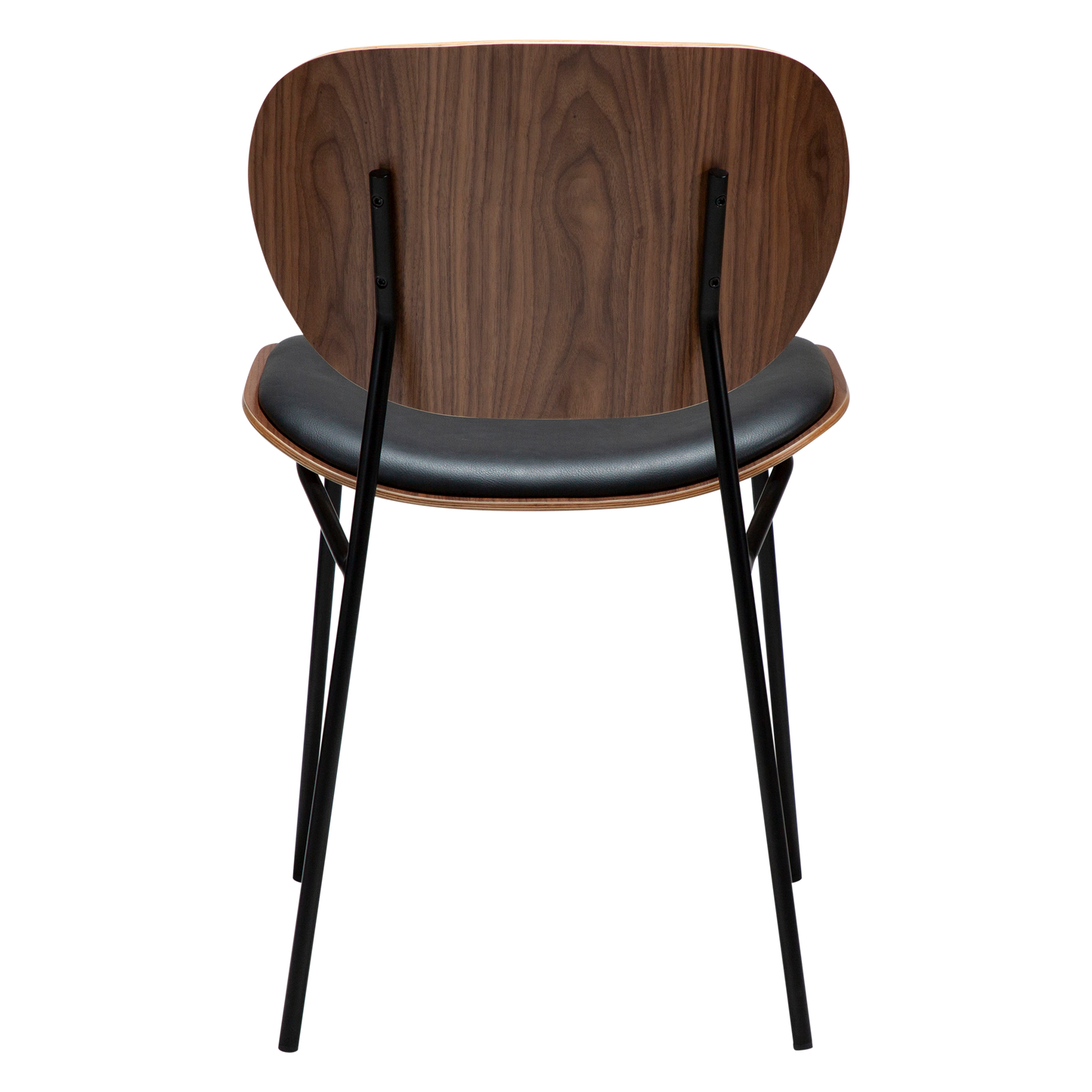 [var:Bezug=Raben-schwarzes Kunstleder und Nussbaum mit schwarzen Metallbeinen] CLEMENTINA Stuhl