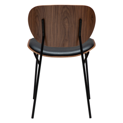 [var:Bezug=Raben-schwarzes Kunstleder und Nussbaum mit schwarzen Metallbeinen] CLEMENTINA Stuhl