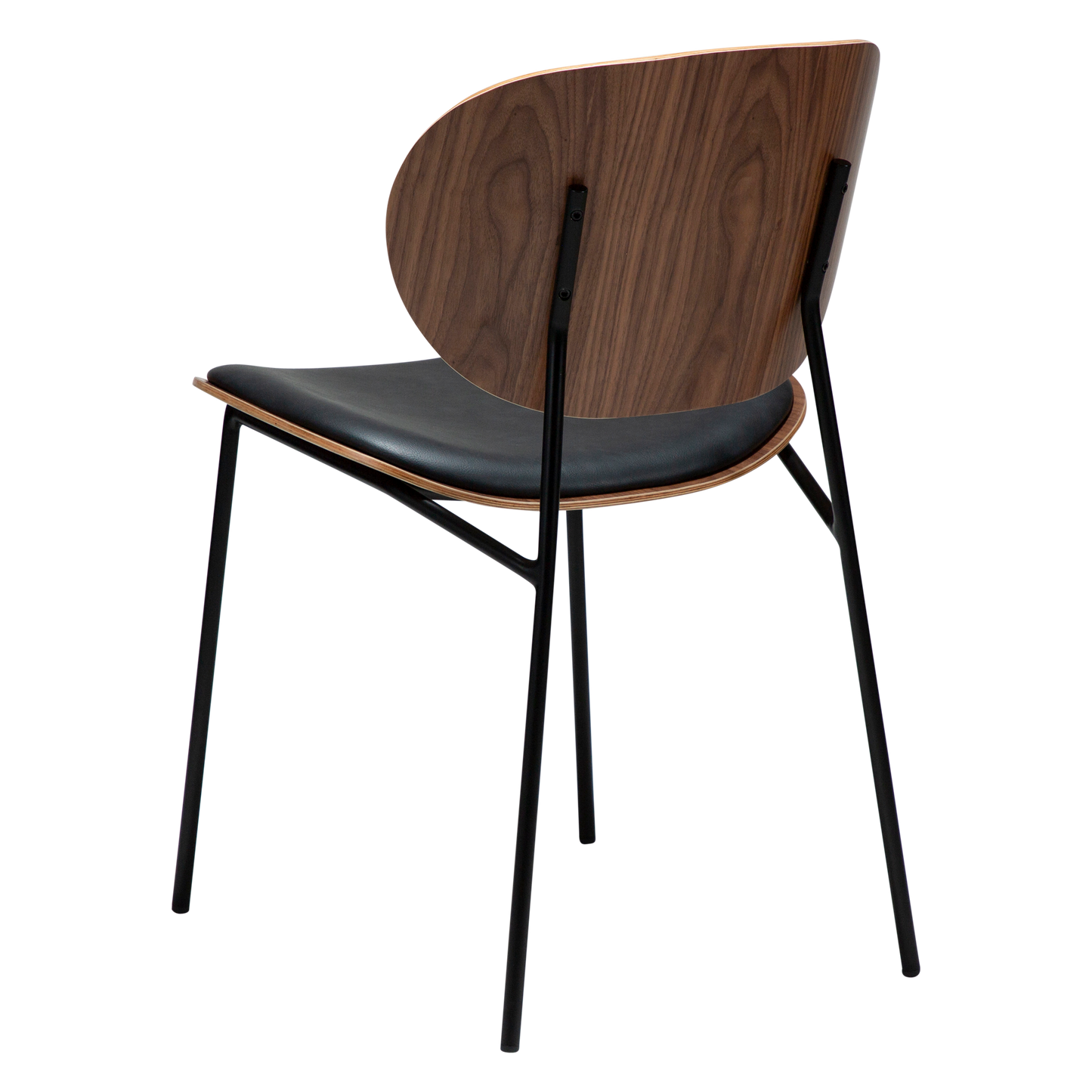 [var:Bezug=Raben-schwarzes Kunstleder und Nussbaum mit schwarzen Metallbeinen] CLEMENTINA Stuhl