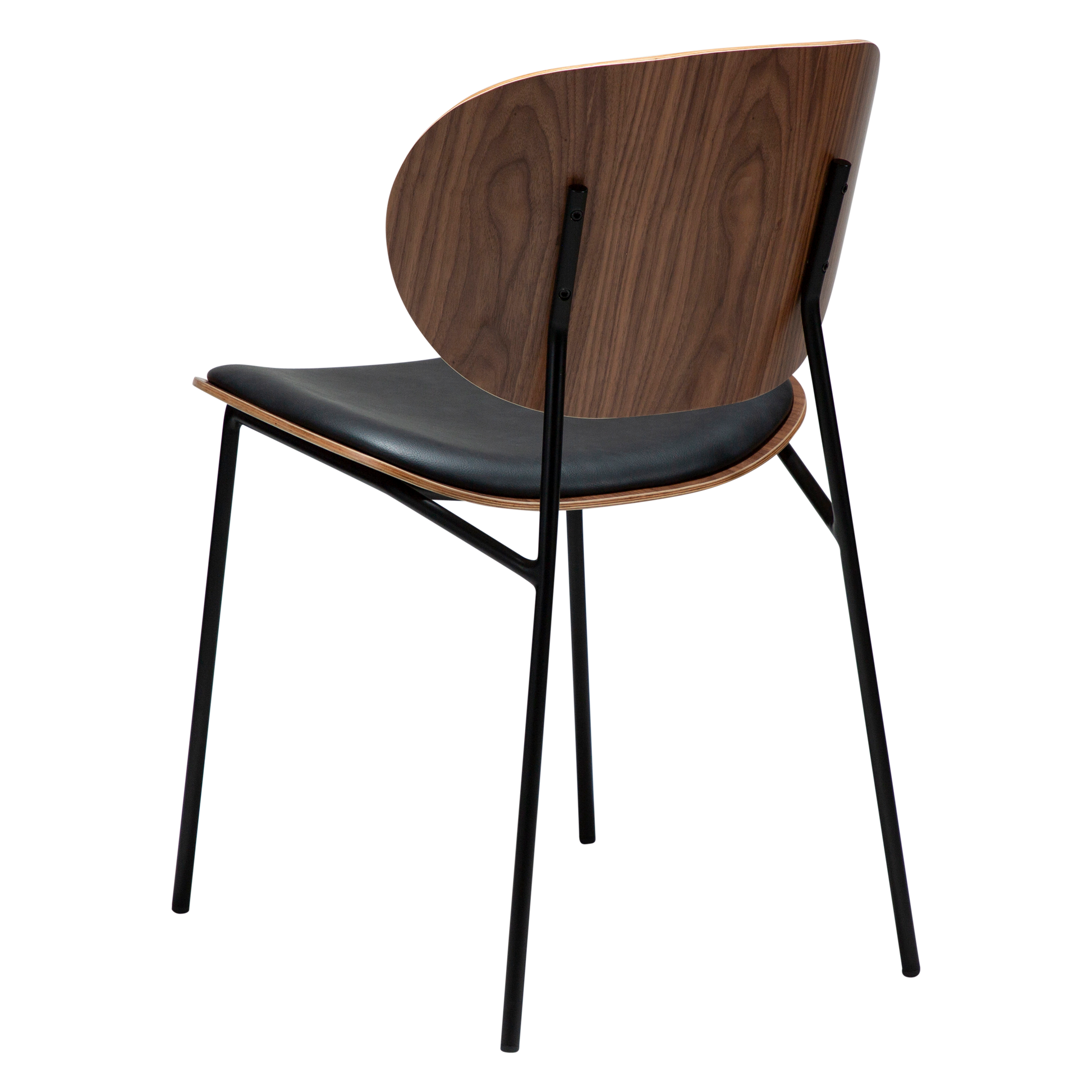 [var:Bezug=Raben-schwarzes Kunstleder und Nussbaum mit schwarzen Metallbeinen] CLEMENTINA Stuhl