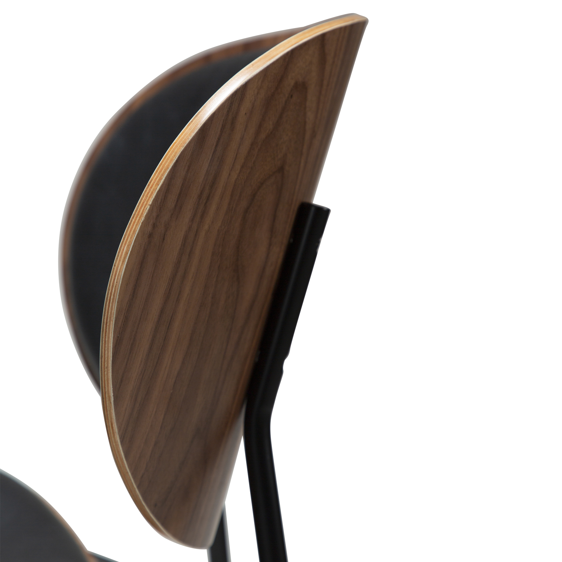 [var:Bezug=Raben-schwarzes Kunstleder und Nussbaum mit schwarzen Metallbeinen] CLEMENTINA Stuhl