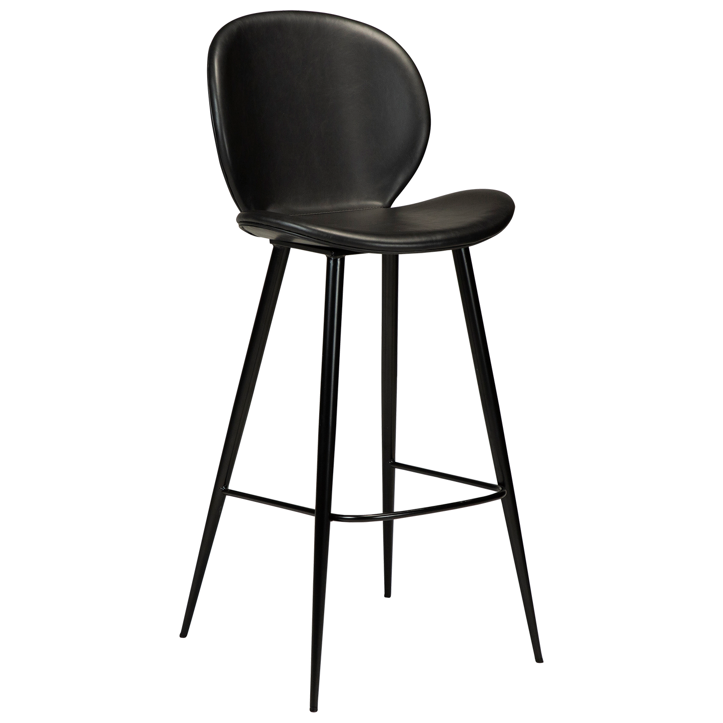 [var:Bezug=Vintage schwarzes Kunstleder mit runden schwarzen Beinen] CLOUD Barhocker