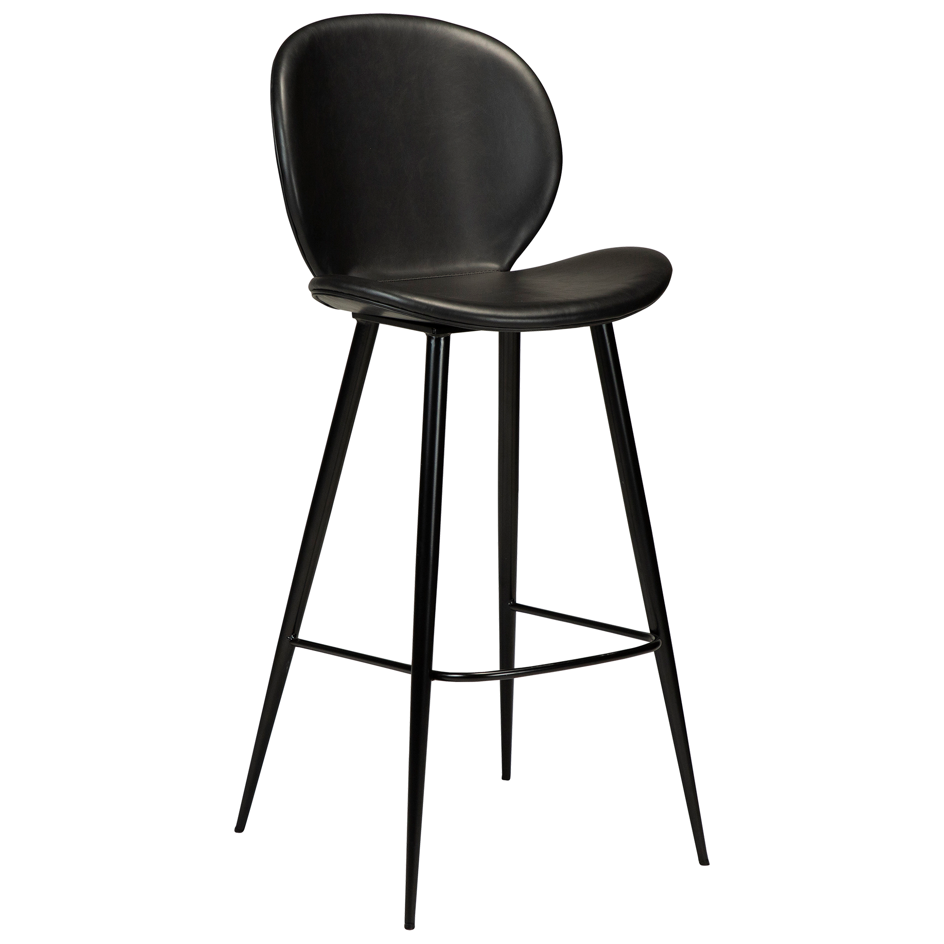 [var:Bezug=Vintage schwarzes Kunstleder mit runden schwarzen Beinen] CLOUD Barhocker